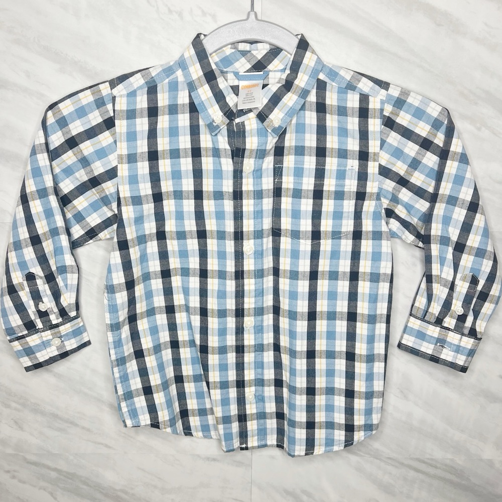 Gymboree Button Down Blue Plaid Shirt 3T